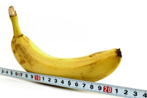 medição do pênis no exemplo de uma banana